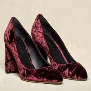 ✨ M. Gemi resoled Lustro burgundy crushed velvet 3.5" block heels, 39M